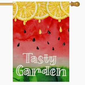 Tasty Garden Watermelon Lemon House Flag - NEW
